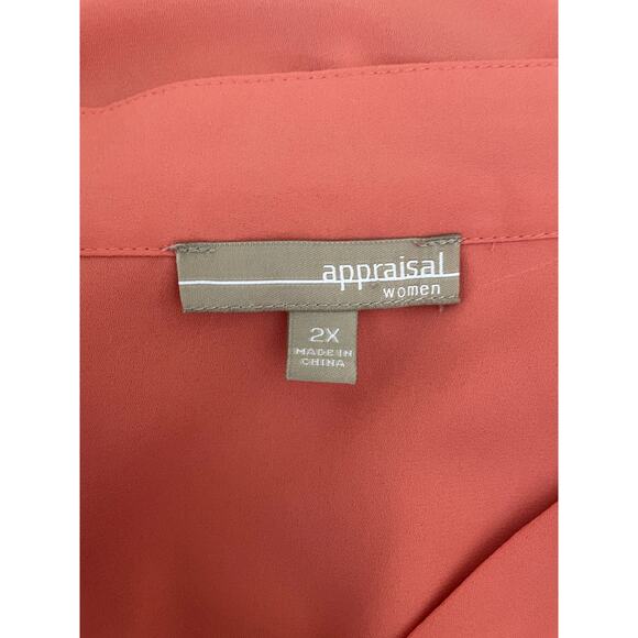 Appraisal Women Top 2X Peach Flowy High Low Hem Fairy‎ Pastel Office Travel - Picture 2 of 12